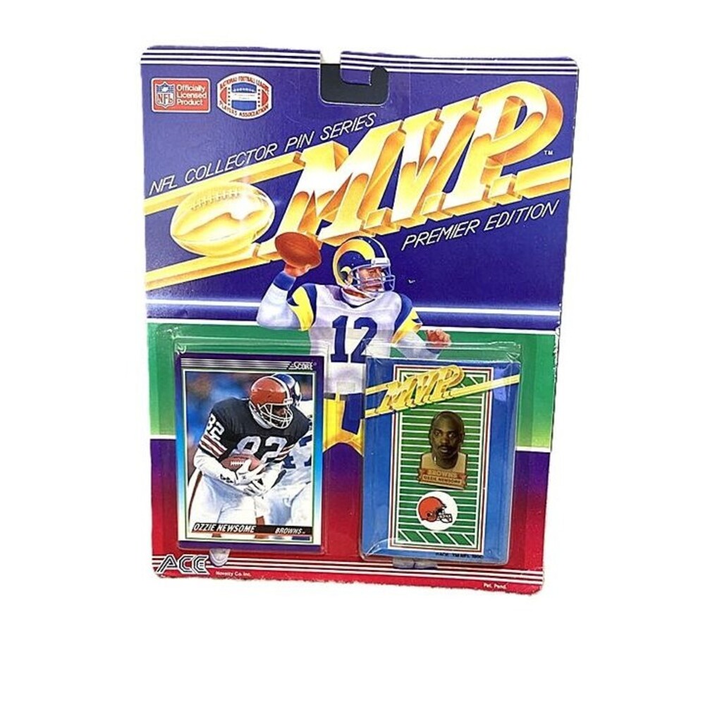 Vintage 1990 NFL MVP Collector Pin & Card – Ozzie Newsome Browns Premier Edition